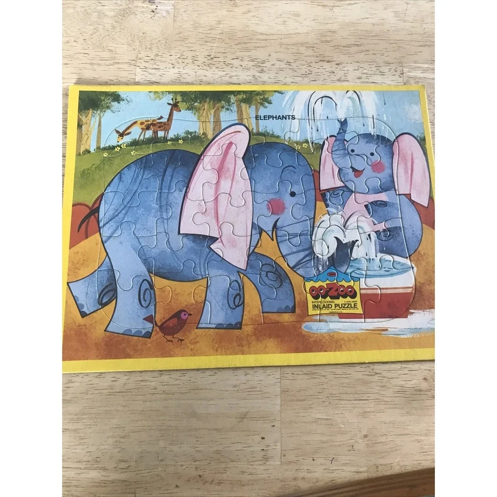 Vintage‎ OO-ZOO Interlocking Inlaid Puzzle Elephants